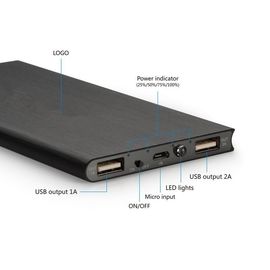 OEM logo High quality universal slim power bank 10000mah portable dual output mobile charger power bank battery